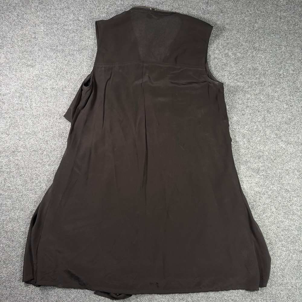 AllSaints Silk Sleeveless Zip Front Top Womens Medium Black Draped Asymmetrical - Picture 13 of 13
